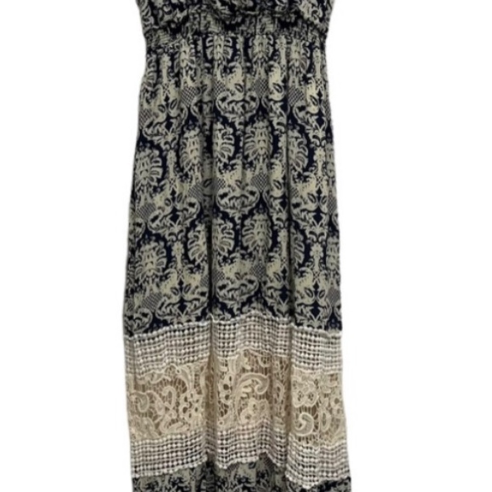 Anthropologie Sunday in Brooklyn Boho Floral Print Crochet Maxi Dress